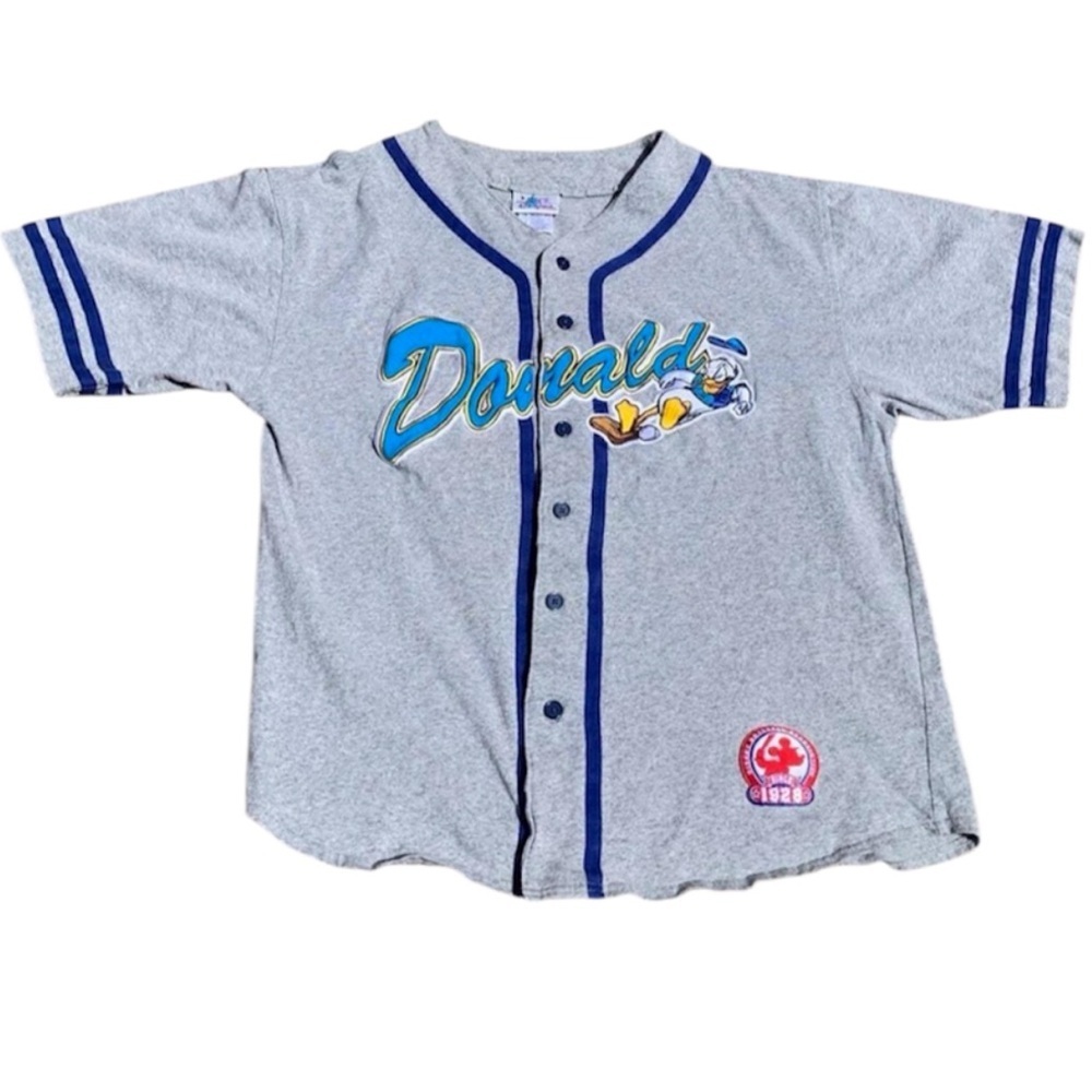 Vtg Disneyland Resort Donald Duck Baseball Jersey M Oversized Blokecore